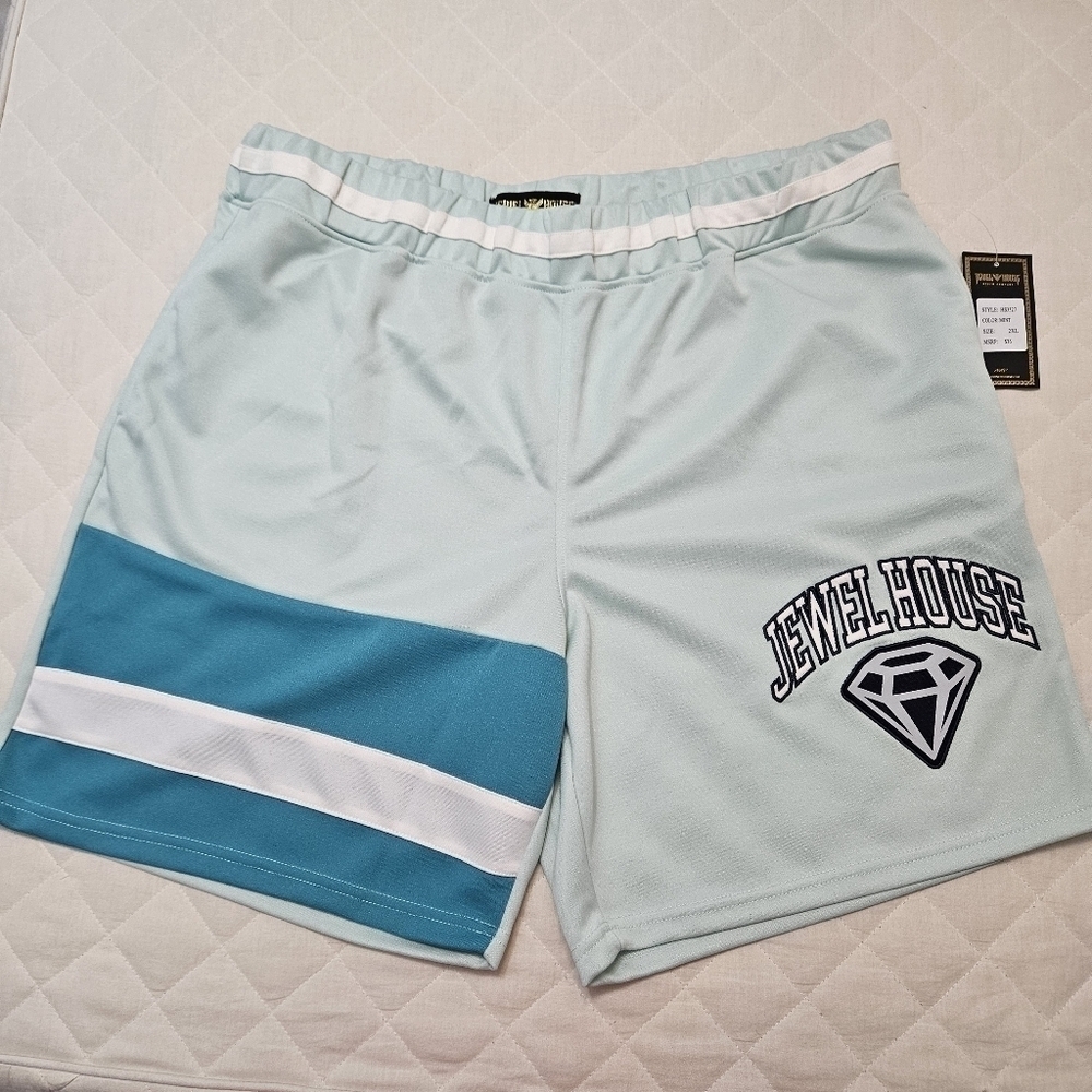 (BRAND NEW) Jewel House Jersey Shorts, Mint Green, Aqua, Navy Blue